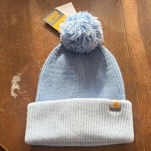 Carhartt Light Blue Knit Beanie with Pom-Pom